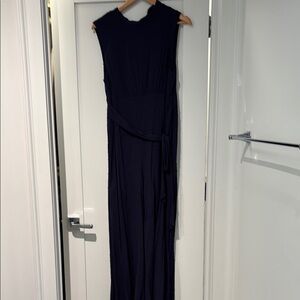 Mi Ami Blue Sleeveless Wrap Jumpsuit